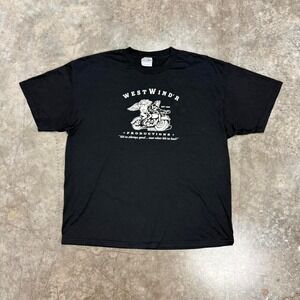 Vintage West Wind'r Biker Babe Pinup Graphic Tee XL